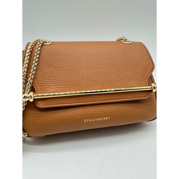 STRATHBERRY East/West leather mini convertible crossbody bag + Dust bag -Tan - Picture 6 of 16